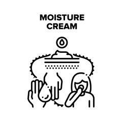 Moisture Cream Vector Icon Concept. Moisture Cream For Face Or Hands, Cosmetology Skin Care Beauty Product For Woman. Moisturizer Dermatology Hygiene Skincare Treatment Black Illustration