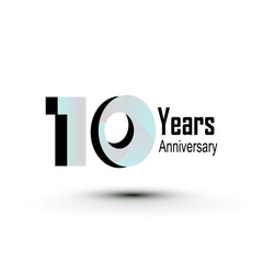 10 Year Anniversary Logo Vector Template Design Illustration White Color
