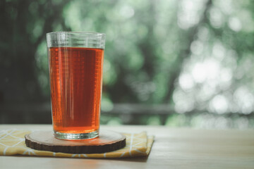 Close up warm black tea