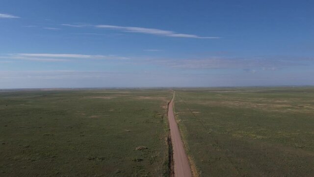 Aerial shot of road 96 Pawnee National Grasslands