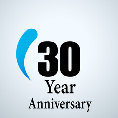 30 Year Anniversary Logo Vector Template Design Illustration White Color