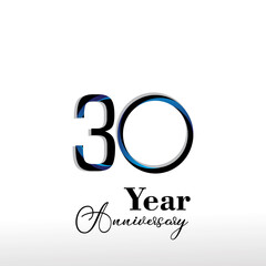 30 Year Anniversary Logo Vector Template Design Illustration White Color