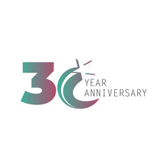 30 Year Anniversary Logo Vector Template Design Illustration White Color