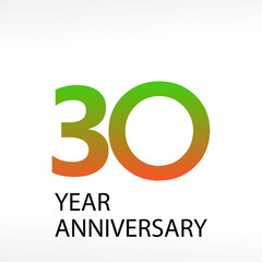 30 Year Anniversary Logo Vector Template Design Illustration White Color