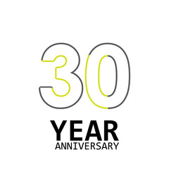 30 Year Anniversary Logo Vector Template Design Illustration White Color