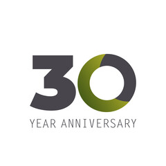 30 Year Anniversary Logo Vector Template Design Illustration White Color