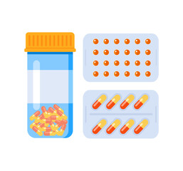 Pharmacy medical drugs flat vestor illustration banner