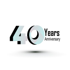 40 Year Anniversary Logo Vector Template Design Illustration White Color