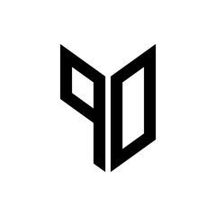 initial letters monogram logo black PO