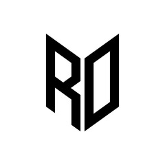 initial letters monogram logo black RO