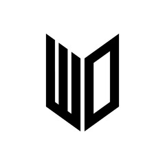 initial letters monogram logo black WO