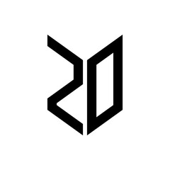 initial letters monogram logo black ZO