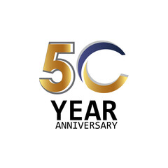 50 Year Anniversary Logo Vector Template Design Illustration White Color