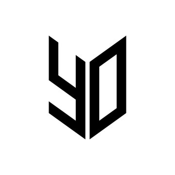 initial letters monogram logo black YO