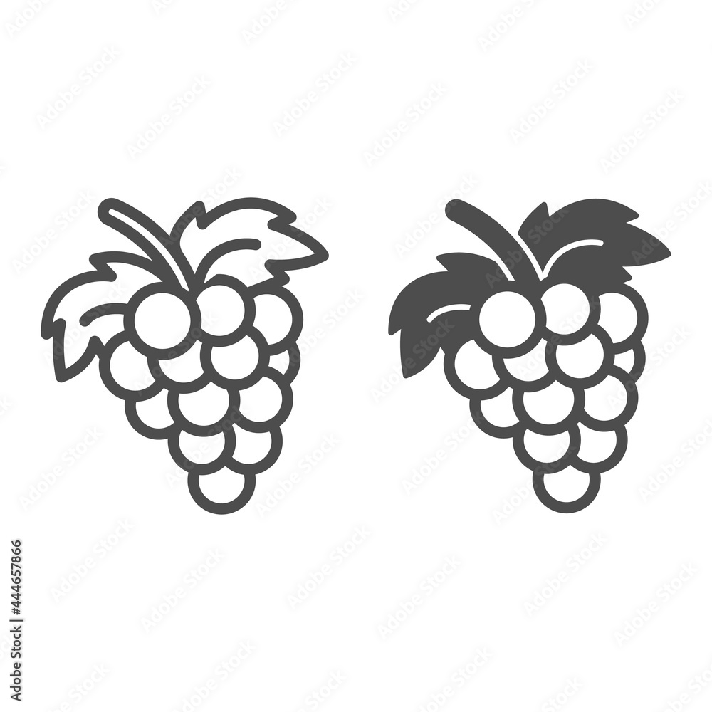 Aufkleber bunch of grapes line and solid icon, fruits and berries concept, cluster of grapes vector sign on wh