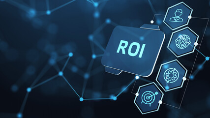 ROI Return on investment financial growth concept. Business, Technology, Internet and network concept.