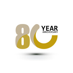 80 Year Anniversary Logo Vector Template Design Illustration White Color