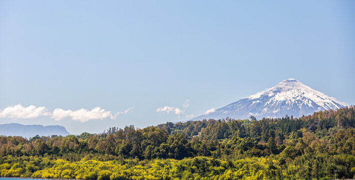 View to Villarrica Volcano, Pucon, Chile.