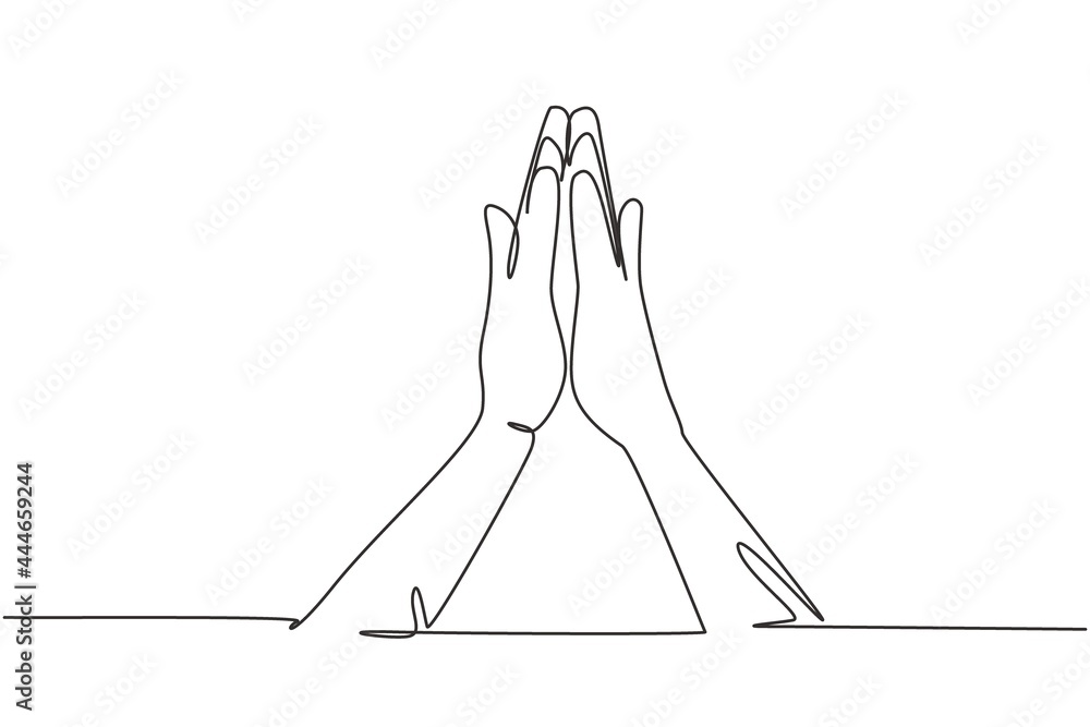 Poster continuous one line drawing hands icons and symbols. emoji hand icons in internet platform chat. com