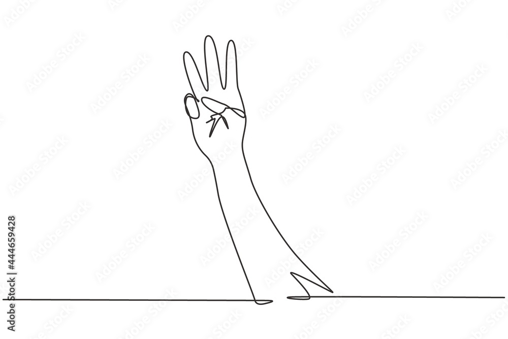 Poster single one line drawing third place symbol. number three hand count. learn to count numbers. concept