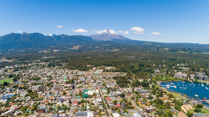Fototapeta na wymiar Aerial view of Villarica, Araucania, Chile. Volcan.