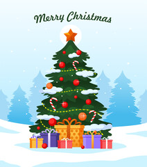 Christmas celebration flat vector illustration for banner 