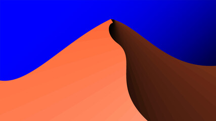 Fototapeta na wymiar Curved dunes in desert with clear blue sky