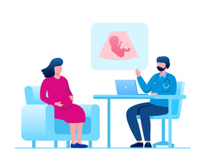Pregnancy consultation flat vector illustration banner