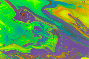 Fototapeta na wymiar Green and violet marble abstract acrylic background. Vivid artwork texture. Agate ripple pattern.