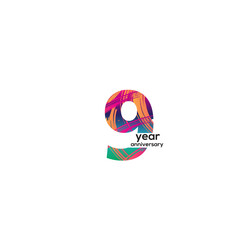 9 year anniversary logotype color for celebration