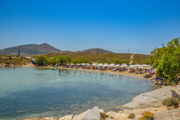 Beautiful Summer scenery near the famous beach of Monastiri located in Paros island, Cyclades, Greece.