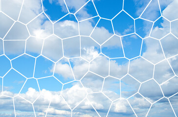 Mosaic sky. Blue natural background.