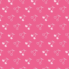 Sweet Pink Cherries Fruit Vector Graphic Seamless Pattern