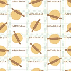 Fototapeta na wymiar Rolling Out Pie Crust Vector Graphic Seamless Pattern