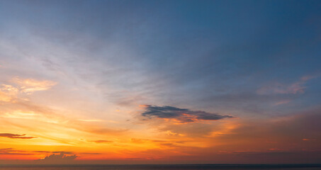 Fototapeta na wymiar dramatic bright saturated cloudy sunset or sunrise