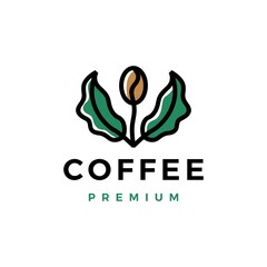 Fototapeta premium coffee bean tree leaf sprout logo vector icon illustration