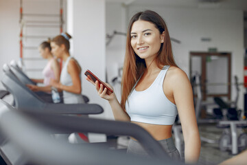 Sports girls training in a morning gym