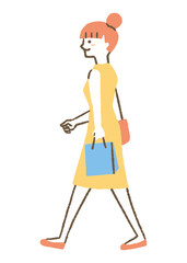 一人で買い物している女性_色