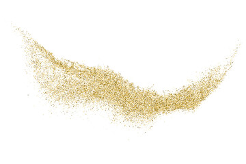 Fototapeta na wymiar Gold Glitter Texture Isolated On White. Amber Particles Color. Celebratory Background. Golden Explosion Of Confetti. Vector Illustration, Eps 10. 