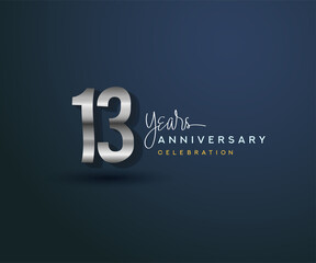13th years anniversary celebration design with bold number shape silver color for special celebration event.