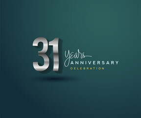 31st years anniversary celebration design with bold number shape silver color for special celebration event.
