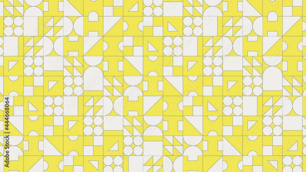 Aufkleber white geometric shapes with thin borders in symmetrical design pattern on a yellow background. seaml