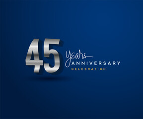 45th years anniversary celebration design with bold number shape silver color for special celebration event.