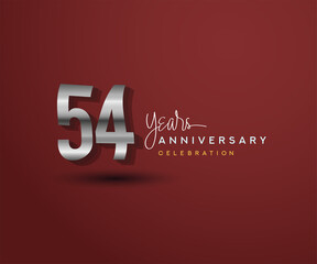 54th years anniversary celebration design with bold number shape silver color for special celebration event.