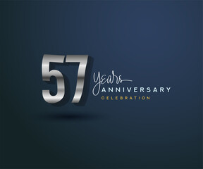 57th years anniversary celebration design with bold number shape silver color for special celebration event.