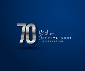 70th years anniversary celebration design with bold number shape silver color for special celebration event.