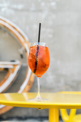 Close up of classic aperol spritz cocktail