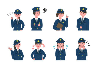 警察官　表情イラストセット