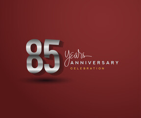 85th years anniversary celebration design with bold number shape silver color for special celebration event.