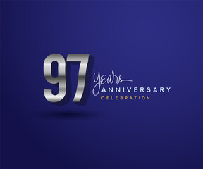 97th years anniversary celebration design with bold number shape silver color for special celebration event.
